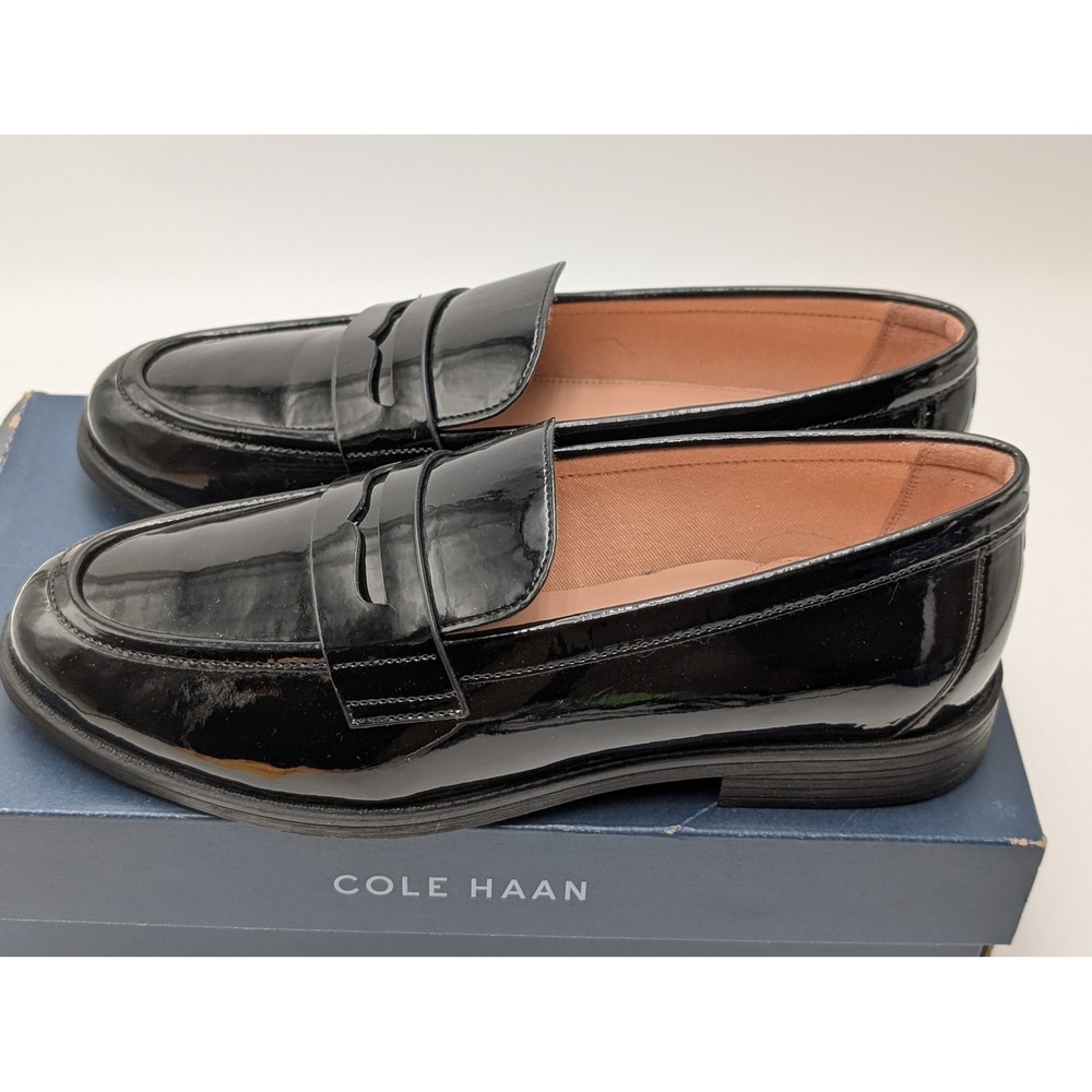 Cole Haan Loafers Womens 8 Black Haverhill Penny Patent Grand 360 Flats Classic